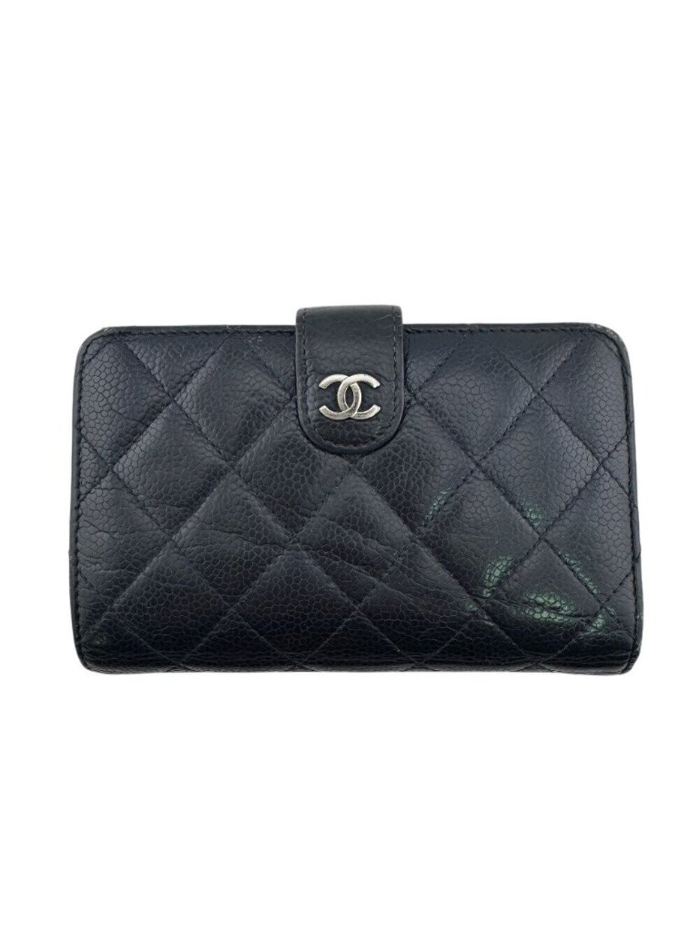 Chanel Quilted Caviar Leather Bifold Wallet Navy
